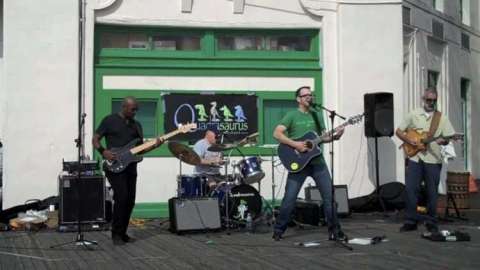 Performing at the Oyster Arts and Music Festival at Rye Playland Boardwalk in Rye, NY