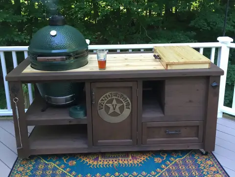 Big Green Egg Grill Table With Butcher Block