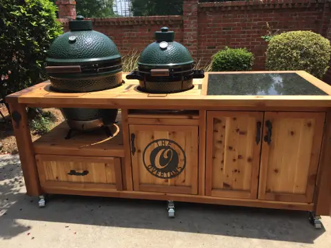Dual Big Green Egg Grill Cabinet