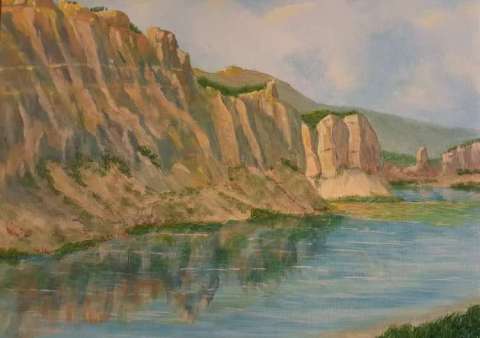 Sunlit River Buttes