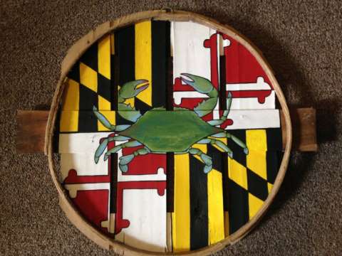 Maryland Flag Background W/ a Blue Crab in the Center