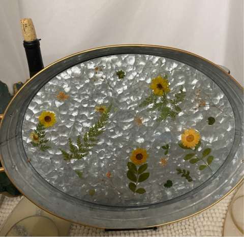 Hammered Steel Floral Tray