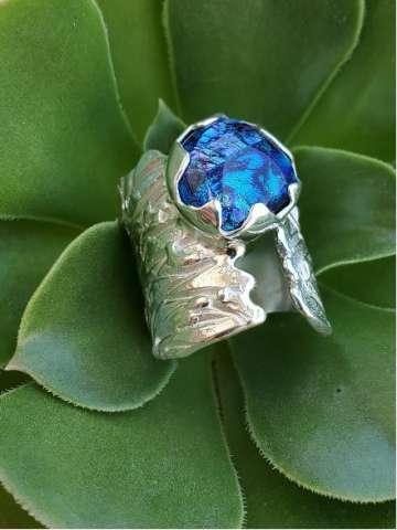 SS Fused Dichroic Glass Ring