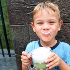 Kid With Butter Beer Mustache))