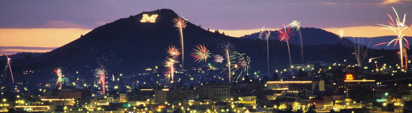 Fireworks erupt all over Butte, Montana, on the Fourth of July.
