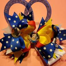 Snow white inspired 5 inch stacked boutique bow