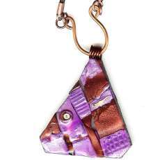 Geometric Purple and Copper Polymer Clay Pendant