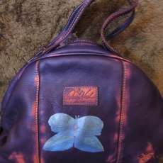 Hand Painted Abstract Butterfly Patricia Nash Purple Leather Bag