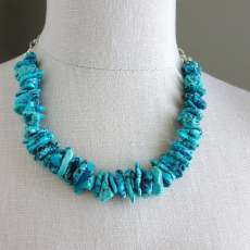 KINGMAN ARIZONA TURQUOISE CHUNKY NECKLACE STERLING SILVER