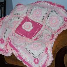 OOAK: Princess Button Flower Blanket/Pillow Set