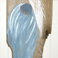 Great Blue Heron Painting on Driftwood by Susan Thau
