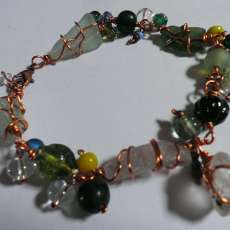 Maine Sea Glass Wire Wrapped Charm Bracelet