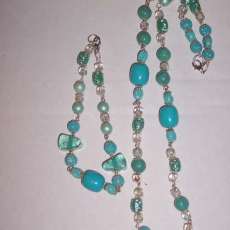 Artic Blue Green Beads Necklace and Bracelet to Match