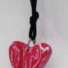 Black Cord with Clay Heart Pendant
