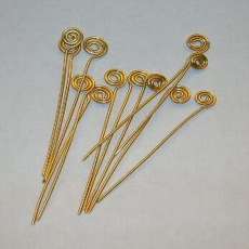 Handcrafted Swirl Gold Toned Head Pins - 20 gauge - 1 inch