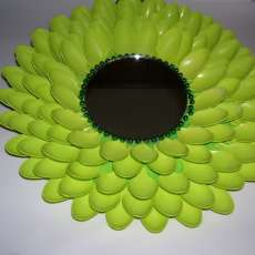 14" spoon art design mirror painted lime green