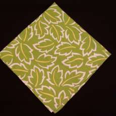 Set of 4 Handmade Green & White Leaf Fabric Napkins