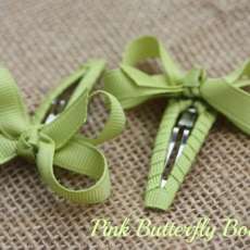 Snap clip hair bows. Set of 2. Pistachio color. Choose color