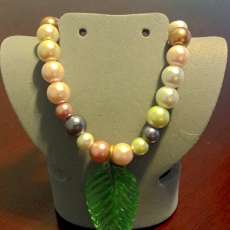 Genuine Multicolored Pearl Leaf Necklace