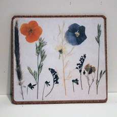 Giclee print of pressed flowers laminated mouse pad, coaster or place mat