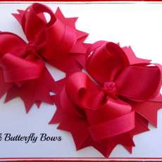 Red Medium  stacked hair bows . choose color alligator clip 4 inches.Set of 2