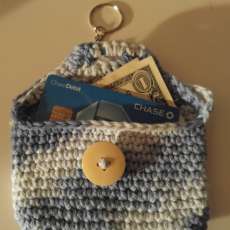Crocheted Coin Purse on a Key Chain.  Great for the beach.