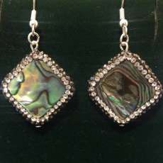 Abalone Druzy and Rhinestone Earrings