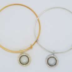 Locket Bangle Bracelet: Silver, gold and gun metal
