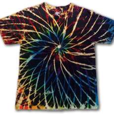 Tie Dye • M • Black Rainbow Mist Spirograph T-Shirt • Cotton • 2Dye4 Distinctive Tie Dye