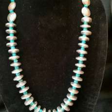 Mercury dime and turquoise necklace