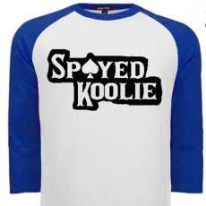 Spayed Koolie Raglan Blue sleeve logo baseball shirt