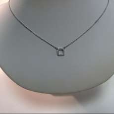 Sterling Siler open Square Cubic Zirconia Necklace
