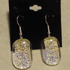 Fused Glass Clear Glass with Gold Specks hanging earrings
