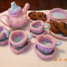 crochet tea set four place settings