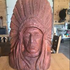 Solid Cherry Chief Headdress Carving