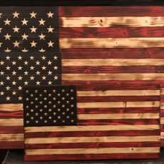 Rustic Wood American Flags