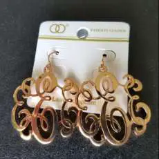 Copper-Color Scroll-Type Dangle Earrings Hanging About One & One-Half Inches