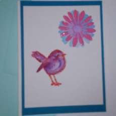 Blank card with bird and flower - Say what you want to say :)