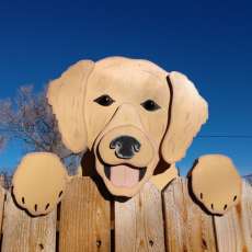 Golden Retriever Dog Fence Peeker Yard Art Garden Decoration