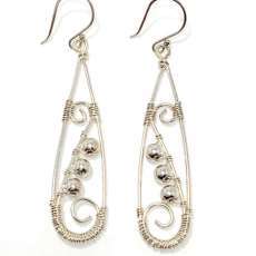 Wire Wrapped Sterling Silver Drop earrings