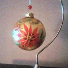 Christmas Poinsetta Glass Ornament
