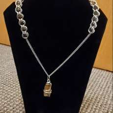 Tiger's Eye and Chain Maille Necklace