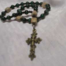 Dark Green and Sandstone Prayer Beads Rosary