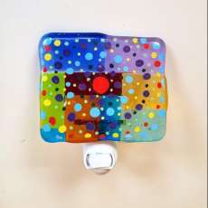 Hand Painted Glass Mosaic Night Light, Fused Glass Home Decor, Mandala Nightlight, Housewarming Gift