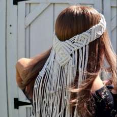 Burning Man Clothing Women, Festival head wear women, macrame Handmade Vail, Macrame Handmade Neck W