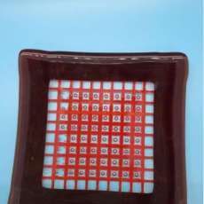 Red Bubble Glass Plate