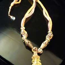 Amber, Bronze and Silk Necklace