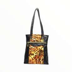Illusion Shoulder Bag - Animal Print and Black faux leather