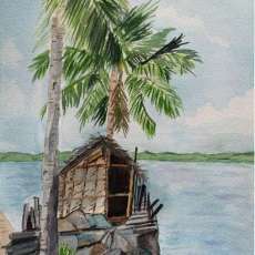 Beach Shack, Watercolor Painting
