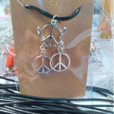 Peace symbol earrings and necklace set